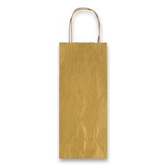 Dárková taška na láhev papírová zlatá