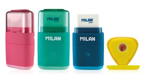 Milan trojhranné ořezávátko s pryží mix barev
