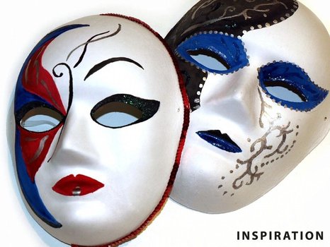 Maska na obličej k domalování, dámská, kombinace saténu a papíru