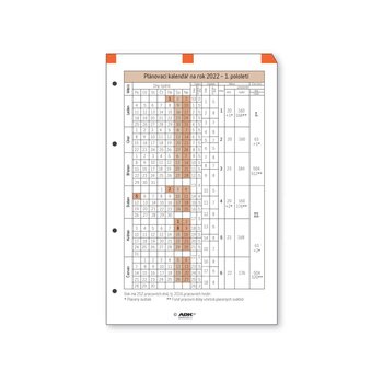 ADK plánovací kalendář A5, 1 list
