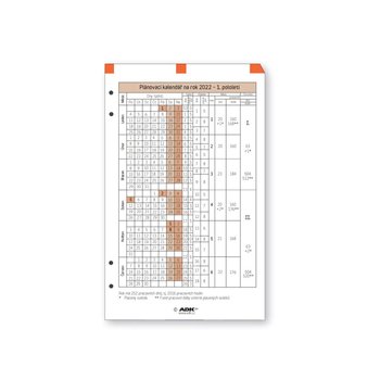 ADK plánovací kalendář A6, 1 list
