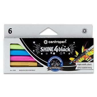 Sada popisovačů na tmavý papír Shine 4 Black - 6 metalických barev