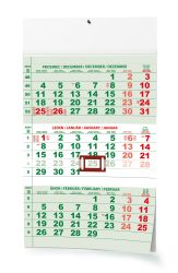 Nástěnný kalendář Tříměsíční A3 (s mezinárodními svátky) zelený 2024