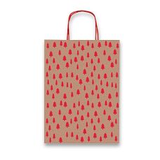 Vánoční papírová taška kraft červená S