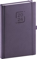 Denní diář Catanella 2024, fialový, 15 × 21 cm