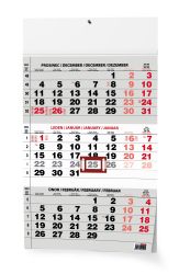 Nástěnný kalendář Tříměsíční A3 (s mezinárodními svátky) černý 2024
