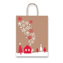 Vánoční papírová taška Snowflakes 260 x 120 x 345 mm
