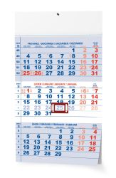 Nástěnný kalendář Tříměsíční A3 (s mezinárodními svátky) modrý 2024