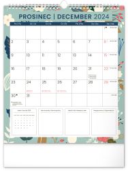 Nástěnný plánovací kalendář Květy 2024, 30 × 34 cm