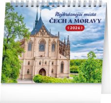 Stolní kalendář Nejkrásnější místa Čech a Moravy 2024, 16,5 × 13 cm