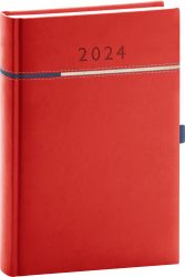 Denní diář Tomy 2024, červeno-modrý, 15 × 21 cm
